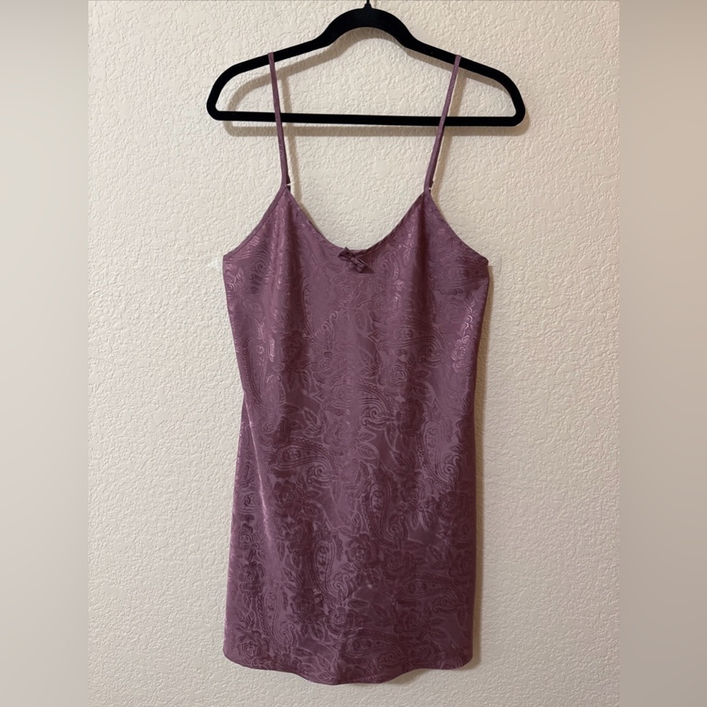 Vintage Amelia’s Silky Satin Jacquard Coquette Cami Y2K Babydoll Purple Mauve‎